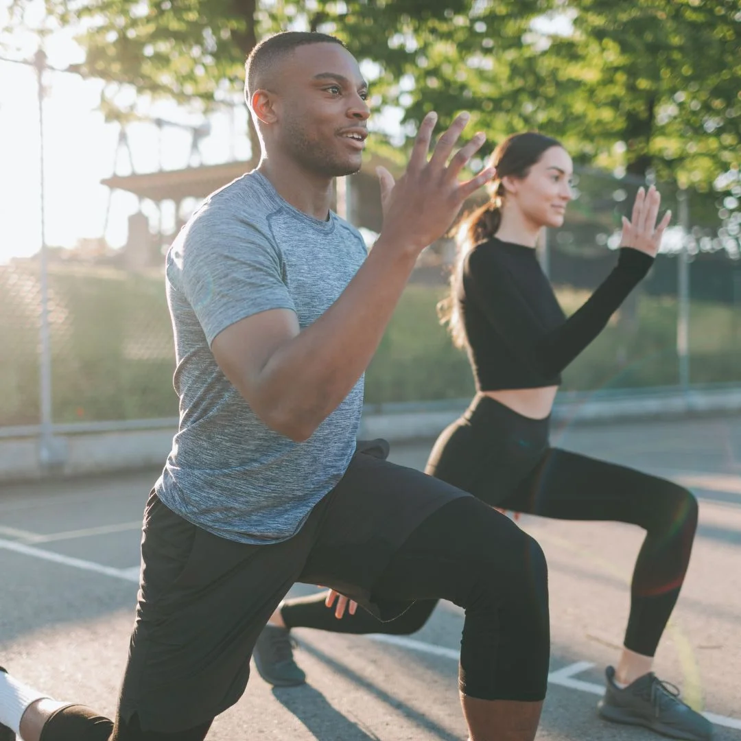 a man and woman exercising