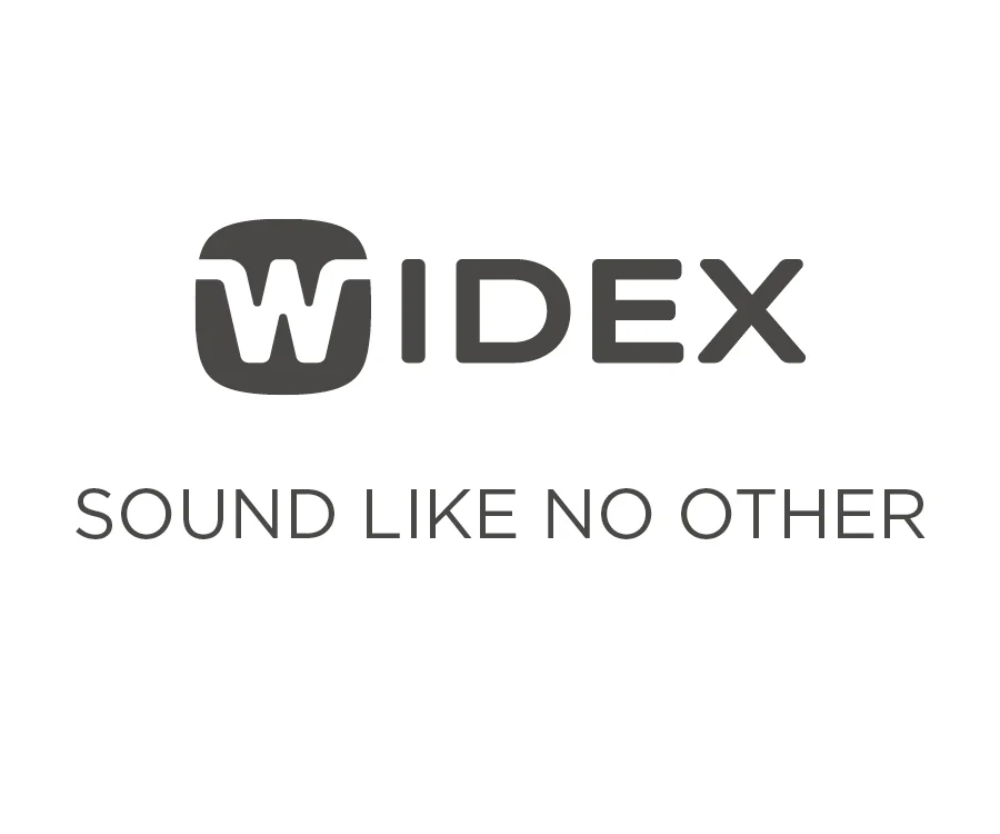 Widex logo with tag_dark grey