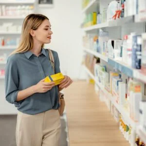 woman shopping for medicine for seasonal allergy relief