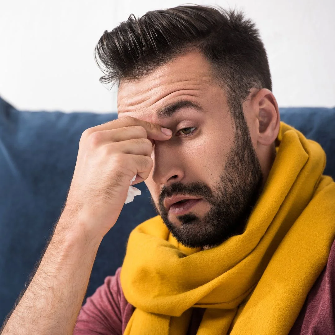 sinus pain, pinching bridge of nose