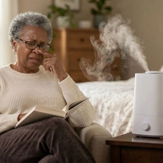 woman using humidifier thats not helping