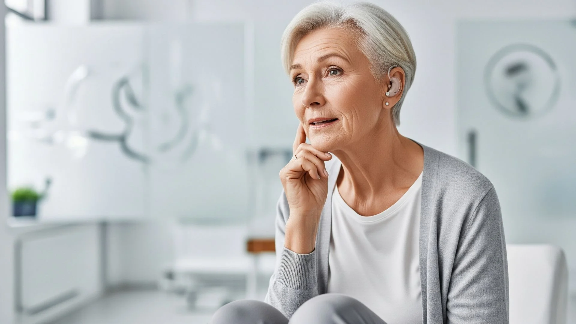 older woman with a hearing aid